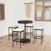 Image de Ensemble De Bar De Jardin 5 Pcs Et Coussins Résine Tressée Noir Vidaxl