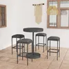 Image de Ensemble De Bar De Jardin 5 Pcs Et Coussins Résine Tressée Gris Vidaxl