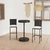 Image de Ensemble De Bar De Jardin 3 Pcs Et Coussins Résine Tressée Noir Vidaxl