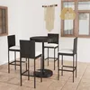 Image de Ensemble De Bar De Jardin 5 Pcs Et Coussins Résine Tressée Noir Vidaxl