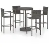 Image de Ensemble De Bar De Jardin 5 Pcs Résine Tressée Gris Vidaxl