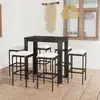 Image de Ensemble De Bar De Jardin 7 Pcs Et Coussins Résine Tressée Noir Vidaxl