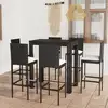 Image de Ensemble De Bar D'extérieur 7 Pcs Coussins Résine Tressée Noir Vidaxl
