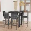 Image de Ensemble De Bar D'extérieur 7 Pcs Coussins Résine Tressée Gris Vidaxl