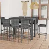 Image de Ensemble De Bar D'extérieur 9 Pcs Coussins Anthracite Rotin Vidaxl