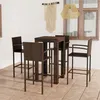 Image de Ensemble De Bar D'extérieur 5 Pcs Accoudoir Poly Rotin Marron Vidaxl