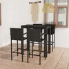 Image de Ensemble De Bar D'extérieur 5 Pcs Accoudoir Résine Tressée Noir Vidaxl