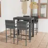 Image de Ensemble De Bar D'extérieur 5 Pcs Accoudoir Résine Tressée Gris Vidaxl