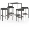 Image de Ensemble De Bar De Jardin 5 Pcs Et Coussins Résine Tressée Gris Vidaxl