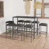 Image de Ensemble De Bar De Jardin 9 Pcs Et Coussins Résine Tressée Gris Vidaxl