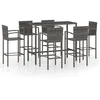 Image de Ensemble De Bar De Jardin 7 Pcs Résine Tressée Gris Vidaxl