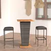 Image de Ensemble De Bar De Jardin 3 Pcs Et Coussins Résine Tressée Gris Vidaxl