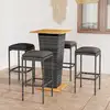 Image de Ensemble De Bar De Jardin 5 Pcs Et Coussins Résine Tressée Gris Vidaxl