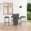Image de Ensemble De Bar De Jardin 5 Pcs Et Coussins Résine Tressée Gris Vidaxl
