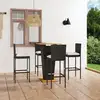 Image de Ensemble De Bar De Jardin 5 Pcs Et Coussins Résine Tressée Noir Vidaxl