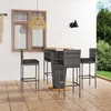 Image de Ensemble De Bar De Jardin 5 Pcs Et Coussins Résine Tressée Gris Vidaxl