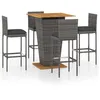 Image de Ensemble De Bar De Jardin 5 Pcs Et Coussins Résine Tressée Gris Vidaxl