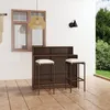 Image de Ensemble De Bar De Jardin Avec Coussins 3 Pcs Marron Vidaxl