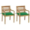 Image de Chaises Batavia Lot De 2 Et Coussins Verts Bois De Teck Massif Vidaxl