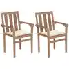 Image de Chaises De Jardin Lot De 2 Et Coussins Crème Bois Teck Massif Vidaxl
