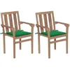 Image de Chaises De Jardin Lot De 2 Et Coussins Vert Bois De Teck Massif Vidaxl