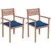 Image de Chaises De Jardin Lot De 2 Avec Coussins Bleu Royal Teck Massif Vidaxl