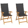 Image de Chaises De Jardin Lot De 2 Et Coussins Anthracite Bois De Teck Vidaxl
