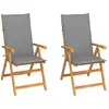 Image de Chaises De Jardin Lot De 2 Et Coussins Gris Bois De Teck Massif Vidaxl