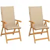 Image de Chaises De Jardin Lot De 2 Et Coussins Beige Bois Teck Massif Vidaxl