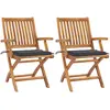 Image de Chaises De Jardin Lot De 2 Et Coussins Anthracite Bois De Teck Vidaxl