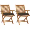 Image de Chaises De Jardin Lot De 2 Et Coussins Taupe Bois Teck Massif Vidaxl