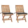 Image de Chaises De Jardin Lot De 2 Et Coussins Anthracite Bois De Teck Vidaxl