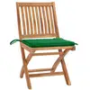 Image de Vidaxl chaises de jardin lot de 2 et coussins vert bois de teck massif