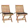 Image de Chaises De Jardin Lot De 2 Et Coussins Taupe Bois Teck Massif Vidaxl