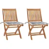 Image de Chaises De Jardin Lot De 2 Avec Coussins À Carreaux Gris Teck Vidaxl