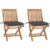 Image de Chaises De Jardin Lot De 2 Et Coussins Anthracite Bois De Teck Vidaxl