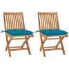 Image de Chaises De Jardin Lot De 2 Avec Coussins Bleu Clair Teck Massif Vidaxl