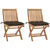 Image de Chaises De Jardin Lot De 2 Et Coussins Taupe Bois Teck Massif Vidaxl