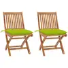 Image de Chaises De Jardin Lot De 2 Avec Coussins Vert Vif Bois De Teck Vidaxl