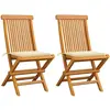 Image de Chaises De Jardin Et Coussins Crème Lot De 2 Bois Teck Massif Vidaxl