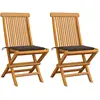 Image de Chaises De Jardin Et Coussins Taupe Lot De 2 Bois Teck Massif Vidaxl