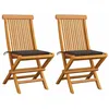 Image de Chaises de jardin pliables en bois de teck massif avec coussins taupe - vidaXL