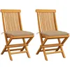 Image de Chaises De Jardin Et Coussins Beige Lot De 2 Bois Teck Massif Vidaxl