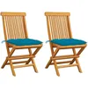 Image de Chaises Pliantes Avec Coussins Bleu Clair, 2 Pièces, En Bois De Teck Massif Vidaxl