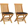 Image de Chaises De Jardin Et Coussins Taupe Lot De 2 Bois Teck Massif Vidaxl