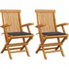 Image de Chaises De Jardin Et Coussins Anthracite Lot De 2 Bois De Teck Vidaxl