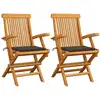 Image de Chaises De Jardin Et Coussins Taupe Lot De 2 Bois Teck Massif Vidaxl