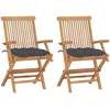 Image de Chaises De Jardin Et Coussins Anthracite Lot De 2 Bois De Teck Vidaxl