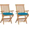 Image de Chaises De Jardin Lot De 2 Avec Coussins Bleu Clair Teck Massif Vidaxl