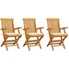 Image de Chaises De Jardin Avec Coussins Crème Lot De 3 Bois Teck Massif Vidaxl